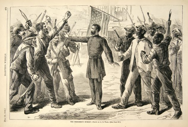 "The Freedmen Bureau", dessin de A.R. Waud, Harper's Weekly, 25 juillet 1868.