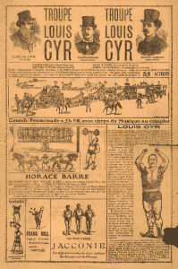Affiche d'origine de la Troupe Louis Cyr.